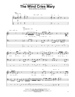 page one of The Wind Cries Mary (Bass Guitar Tab)