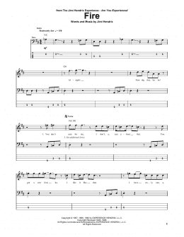 page one of Fire (Bass Guitar Tab)