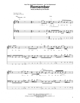 page one of Remember (Bass Guitar Tab)