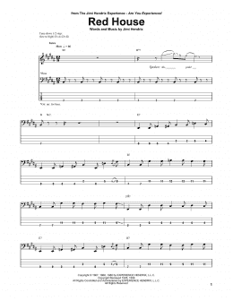 page one of Red House (Bass Guitar Tab)