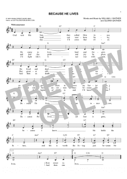 page one of Because He Lives (Lead Sheet / Fake Book)