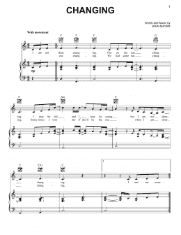 page one of Changing (Piano, Vocal & Guitar Chords (Right-Hand Melody))