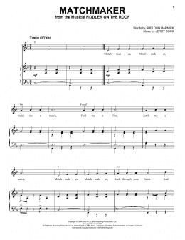 page one of Matchmaker (from Fiddler On The Roof) (Piano & Vocal)