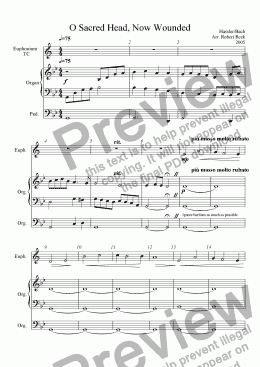 page one of O Sacred Head, Now Wounded (for Solo Euphonium/Trombone/Horn and Organ)