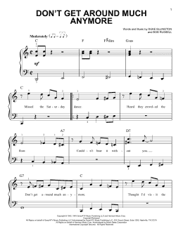 page one of Don't Get Around Much Anymore (Very Easy Piano)