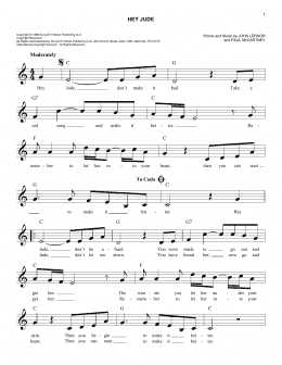 page one of Hey Jude (Easy Lead Sheet / Fake Book)