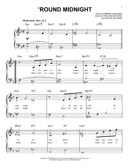 page one of 'Round Midnight (Very Easy Piano)