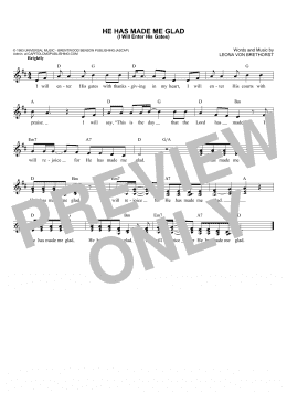 page one of He Has Made Me Glad (I Will Enter His Gates) (Lead Sheet / Fake Book)