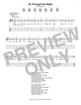 page one of All Through The Night (Easy Guitar Tab)