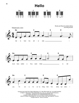 page one of Hello (Super Easy Piano)