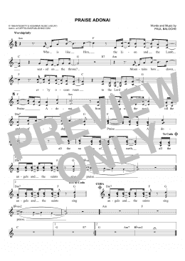 page one of Praise Adonai (Lead Sheet / Fake Book)