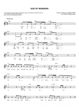 page one of God Of Wonders (Lead Sheet / Fake Book)