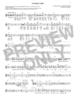 page one of It's Only Love (Lead Sheet / Fake Book)