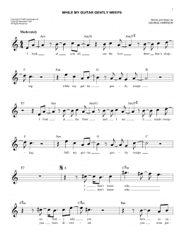 page one of While My Guitar Gently Weeps (Easy Lead Sheet / Fake Book)