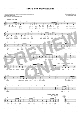 page one of That's Why We Praise Him (Lead Sheet / Fake Book)