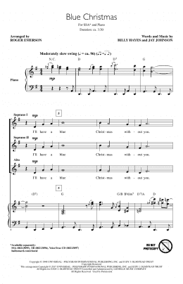 page one of Blue Christmas (SSA Choir)