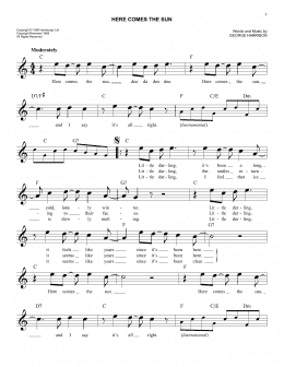 page one of Here Comes The Sun (Easy Lead Sheet / Fake Book)