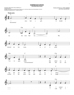 page one of Norwegian Wood (This Bird Has Flown) (Easy Lead Sheet / Fake Book)