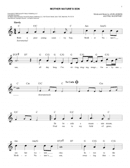 page one of Mother Nature's Son (Easy Lead Sheet / Fake Book)