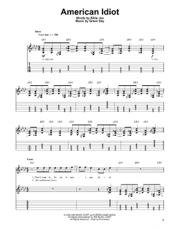 page one of American Idiot (Guitar Tab (Single Guitar))