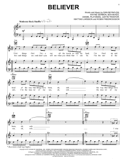 page one of Believer (Piano, Vocal & Guitar Chords (Right-Hand Melody))