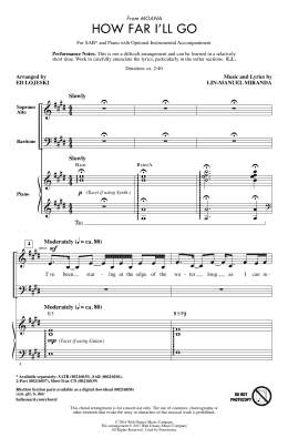 page one of How Far I'll Go (from Moana) (arr. Ed Lojeski) (SAB Choir)