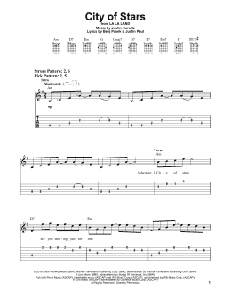 page one of City Of Stars (from La La Land) (Easy Guitar Tab)