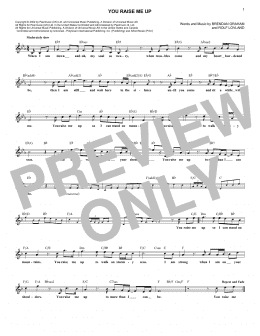 page one of You Raise Me Up (Lead Sheet / Fake Book)