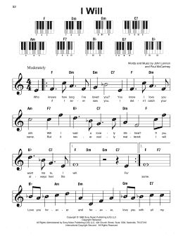 page one of I Will (Super Easy Piano)