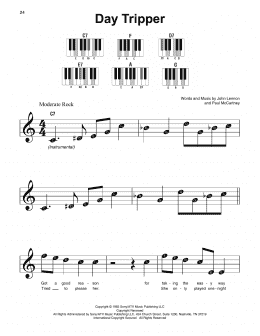 page one of Day Tripper (Super Easy Piano)