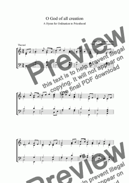 page one of Ordination Hymn Sheet Music Download - "O God of all creation"  - "Thaxted" (Jupiter)