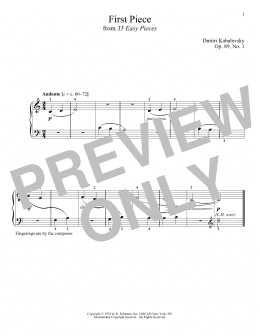 page one of First Piece, Op. 89, No. 1 (Piano Solo)