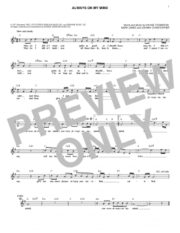 page one of Always On My Mind (Lead Sheet / Fake Book)