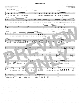 page one of Bein' Green (Lead Sheet / Fake Book)