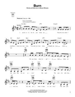 page one of Burn (from Hamilton) (Ukulele)