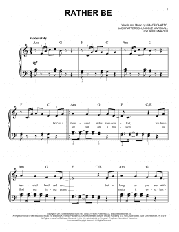 page one of Rather Be (Easy Piano)