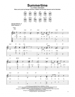 page one of Summertime (Easy Guitar Tab)