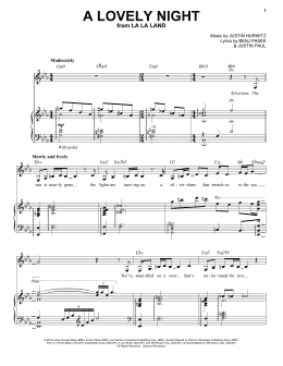 page one of A Lovely Night (from La La Land) (Piano & Vocal)