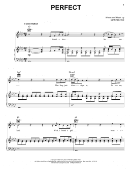 page one of Perfect (Piano, Vocal & Guitar Chords (Right-Hand Melody))