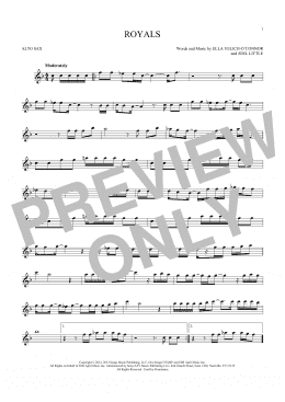 page one of Royals (Alto Sax Solo)