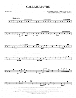 page one of Call Me Maybe (Trombone Solo)