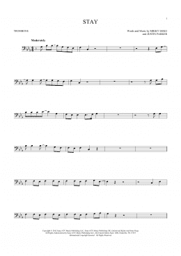 page one of Stay (Trombone Solo)