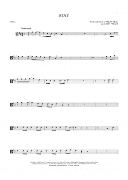 page one of Stay (Viola Solo)