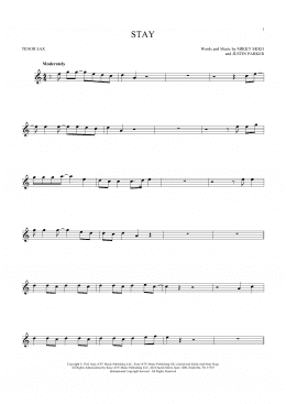 page one of Stay (Tenor Sax Solo)