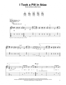 page one of I Took A Pill In Ibiza (Easy Guitar Tab)