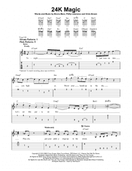 page one of 24K Magic (Easy Guitar Tab)