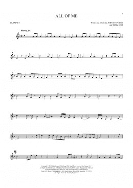 page one of All Of Me (Clarinet Solo)