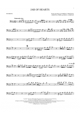 page one of Jar Of Hearts (Trombone Solo)