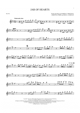 page one of Jar Of Hearts (Flute Solo)