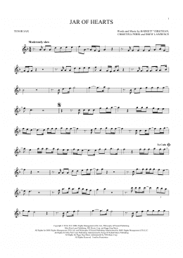 page one of Jar Of Hearts (Tenor Sax Solo)